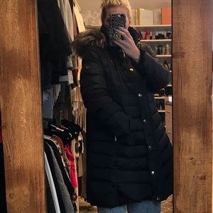 Michael Kors long black coat with gold details